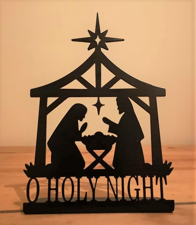 Nativity O Holy Night Metal Sign